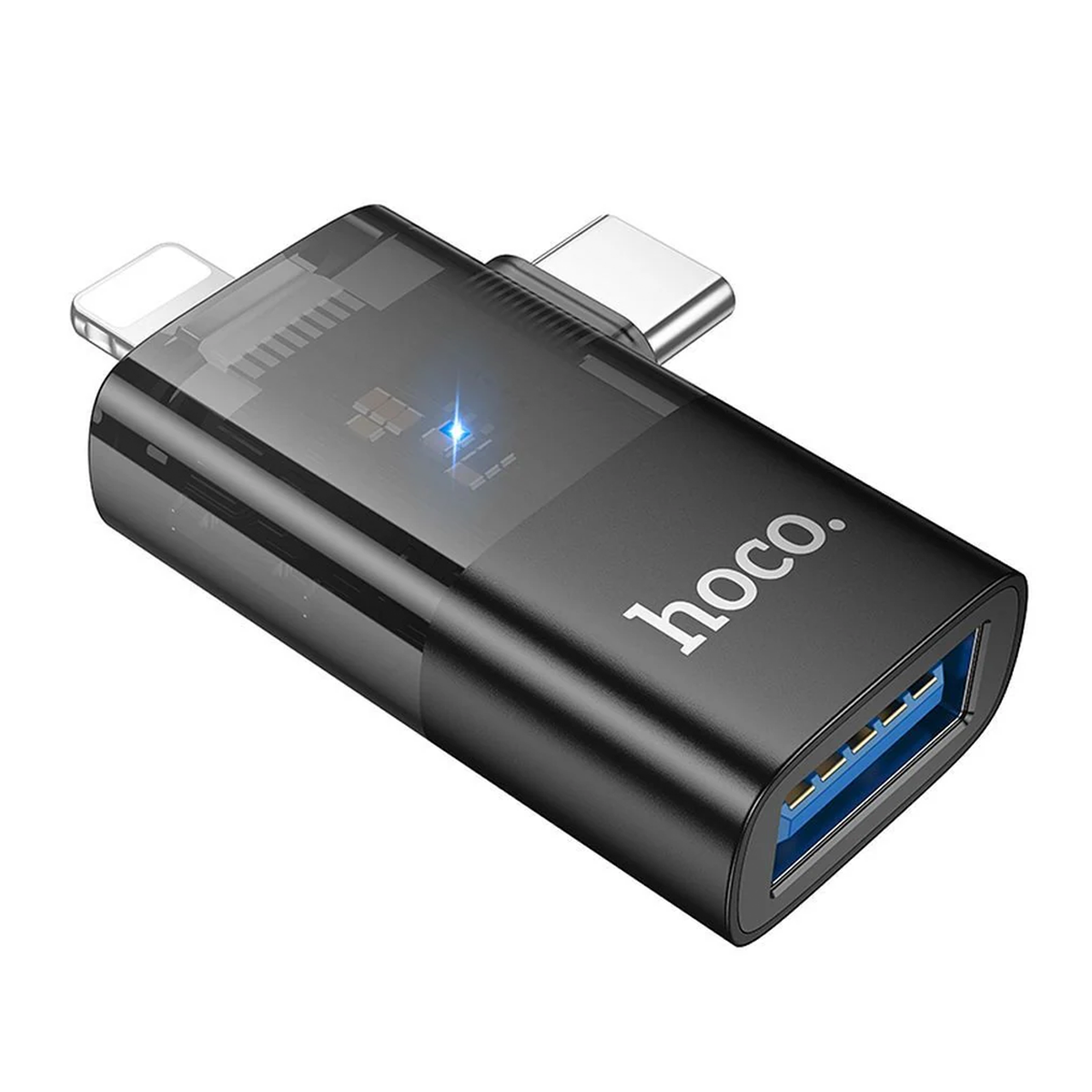 Adaptador Mini Usb a Tipo C + Lightning Hoco Ua36e Negro