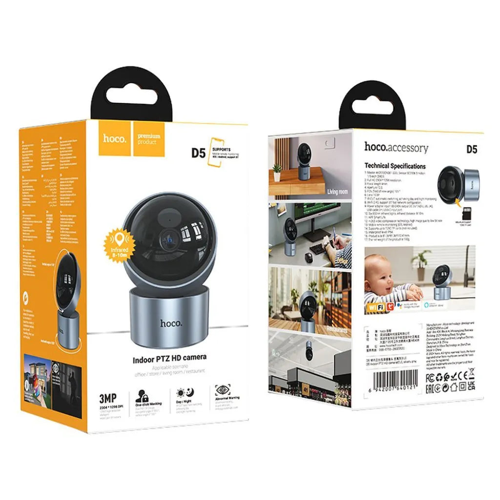 Cámara Seguridad Interior Hoco D5 Full Hd Gris – imagen 3