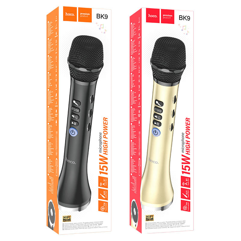 Microfono Karaoke Bluetooth Inalámbrico Hoco Bk9 Singing Dorado – imagen 3