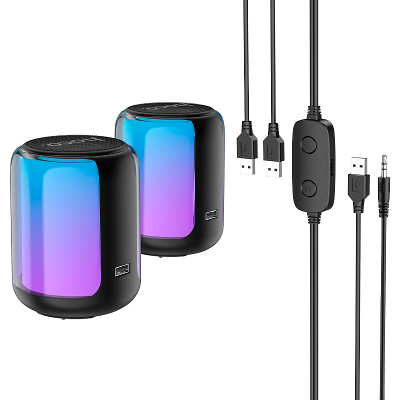 Parlantes Inalambrico 2 en 1 Pc Hoco Bs56 Rgb Negro – imagen 3