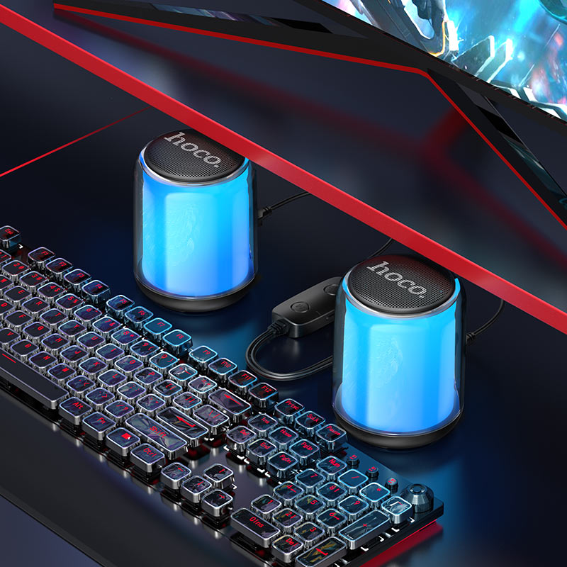 Parlantes Inalambrico 2 en 1 Pc Hoco Bs56 Rgb Negro – imagen 2