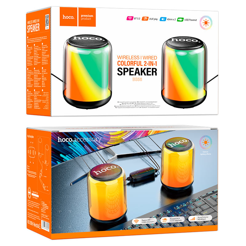 Parlantes Inalambrico 2 en 1 Pc Hoco Bs56 Rgb Negro – imagen 4