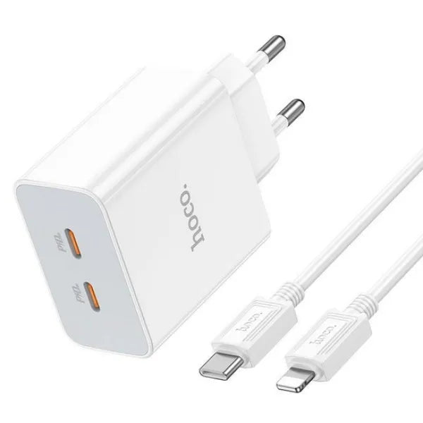 Cargador Hoco C108a 35w Carga Rapida + Cable Lightning Blanco – imagen 4