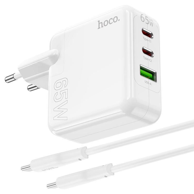 Cargador Hoco C115a 65w 1 Puerto Usb 2 Tipo C + Cable Tipo C – imagen 3