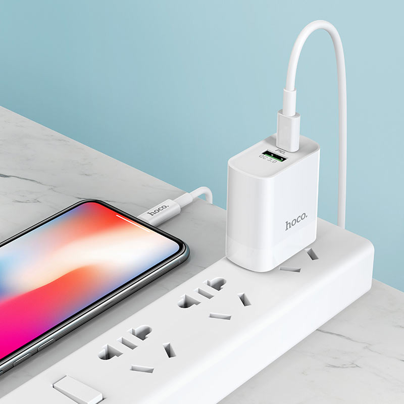 Cargador + Cable Iphone Ipad Tipo C Hoco Qc 3.0 20w Blanco – imagen 4