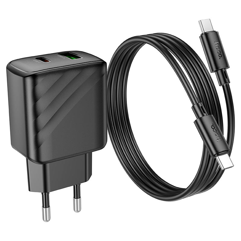 Cargador Hoco Cs23a 30w Dual + Cable Tipo C Negro – imagen 2