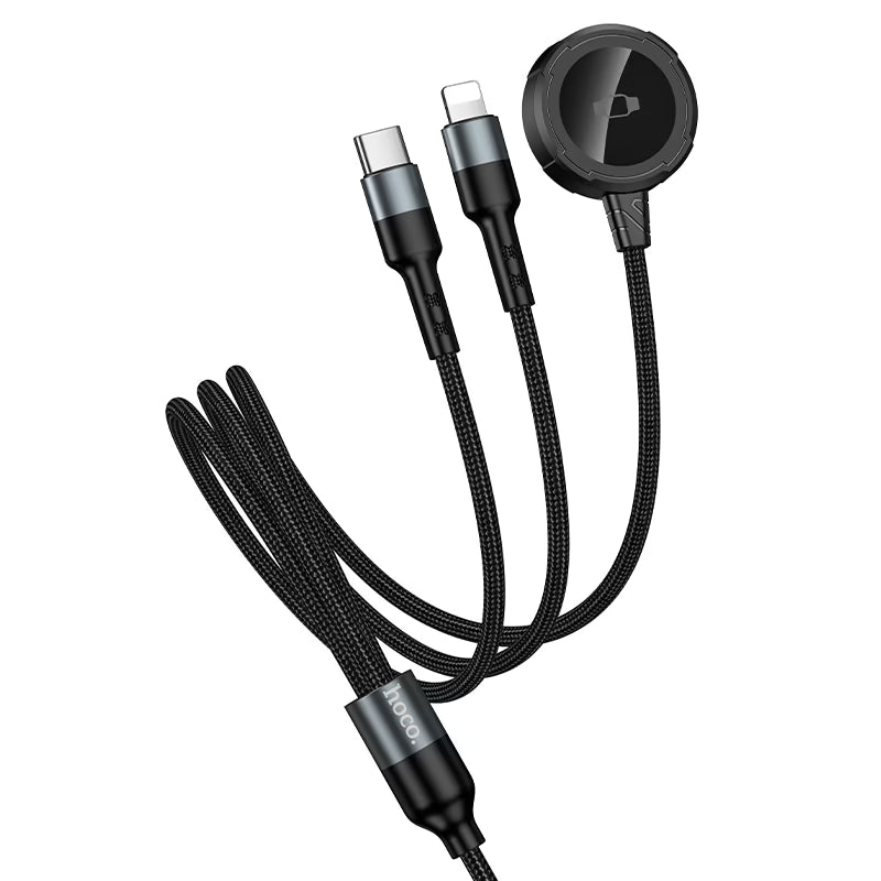 Cable 3 en 1 Tipo C a Tipo C Para Lightning y Apple Watch Hoco Cw64 Negro – imagen 2
