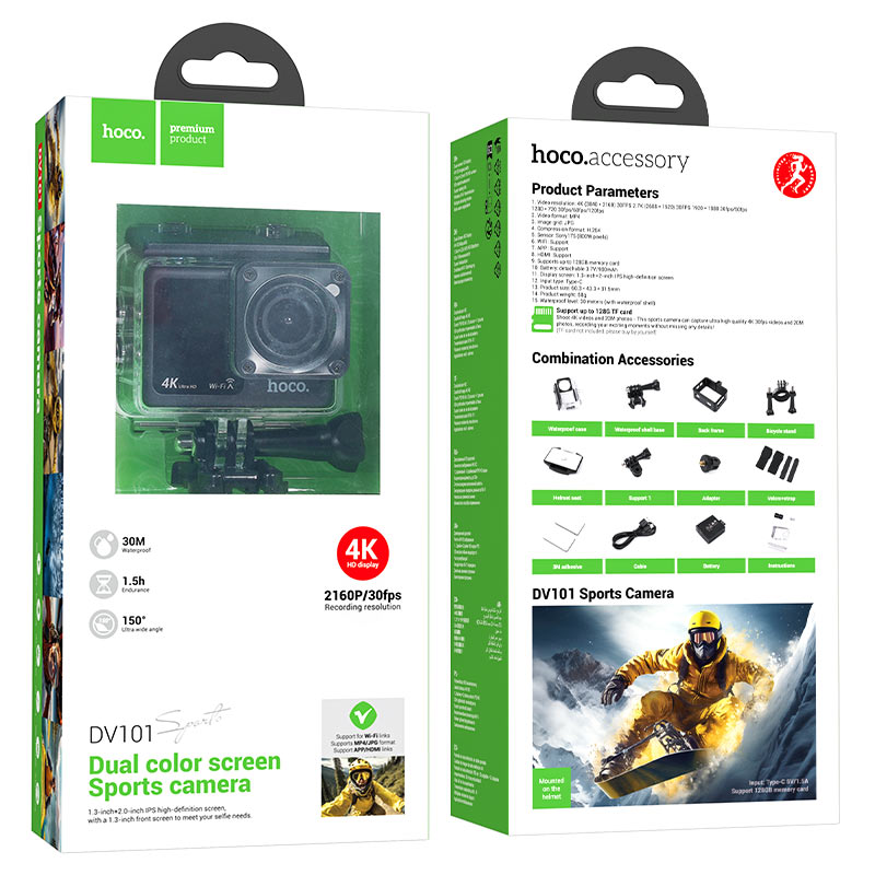 Camara Deportiva Hoco Dv101 4k Dual Camara Negro – imagen 4