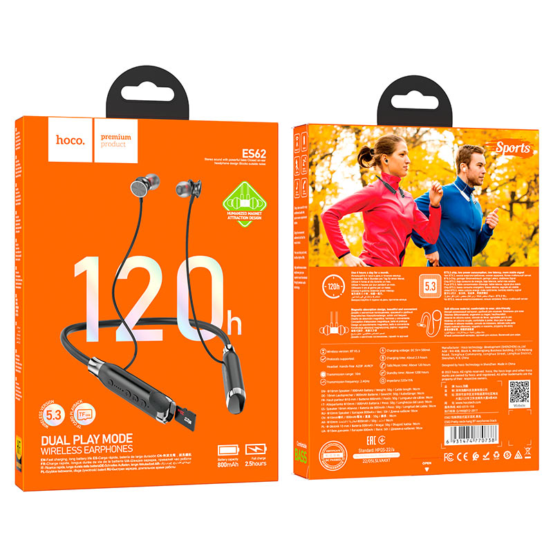 Audífonos In Ear Bluetooth Deportivo Hoco Es62 Negro – imagen 2