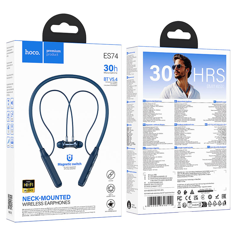 Audífonos In Ear Bluetooth Hoco Es74 Sport Azul – imagen 2