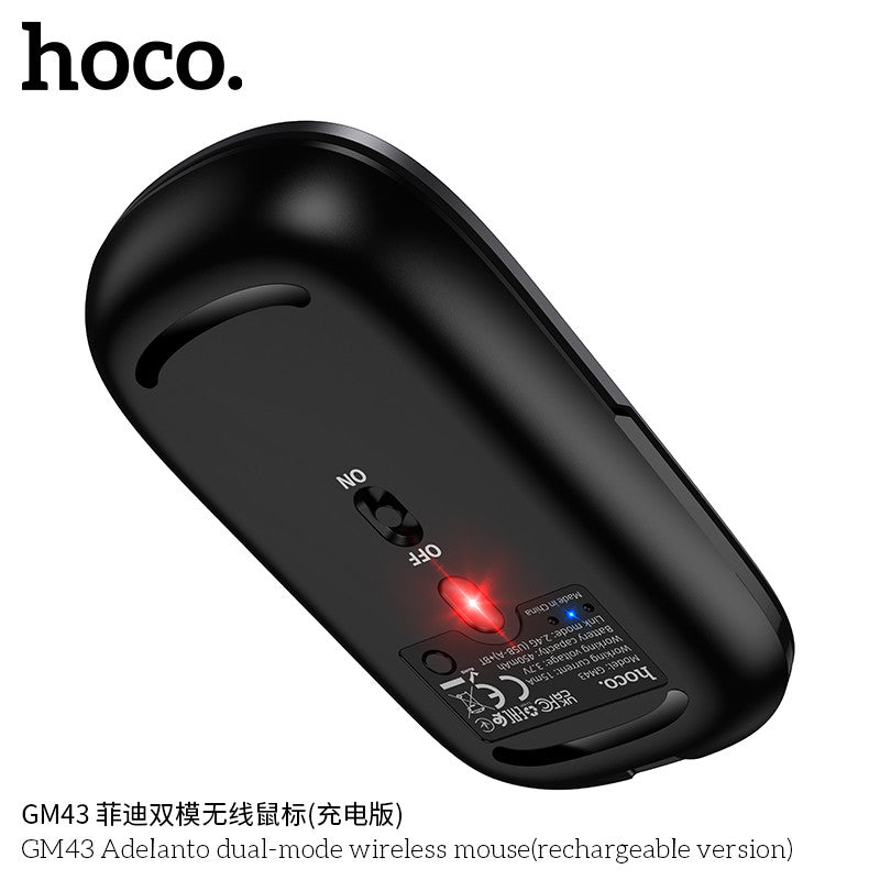 Mouse Inalámbrico Dual Hoco Gm43 1600 Dpi Gris – imagen 2
