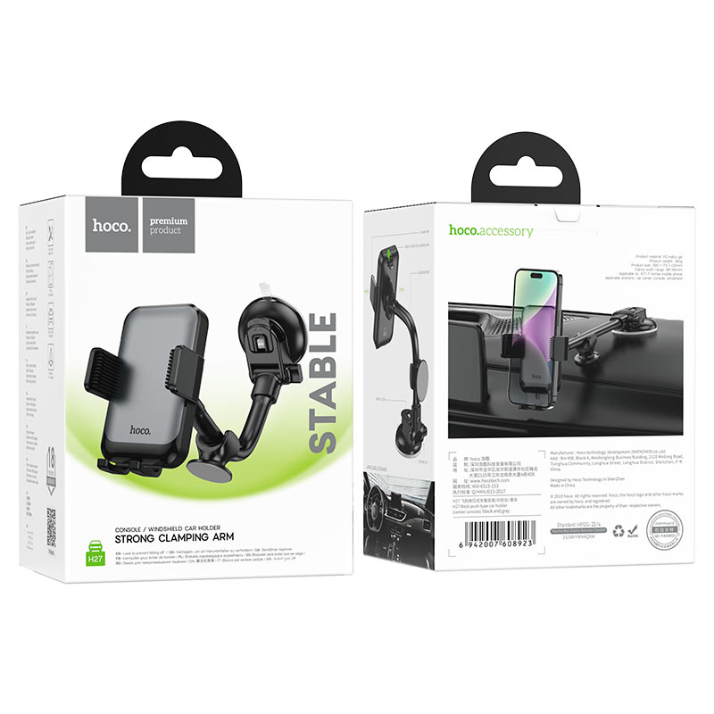 Soporte De Auto Tablero Parabrisas Hoco H27 Negro – imagen 2