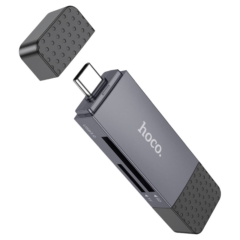 Lector de Tarjetas Usb Tipo C SD + TF Hoco Hb45 2.0 Gris – imagen 2