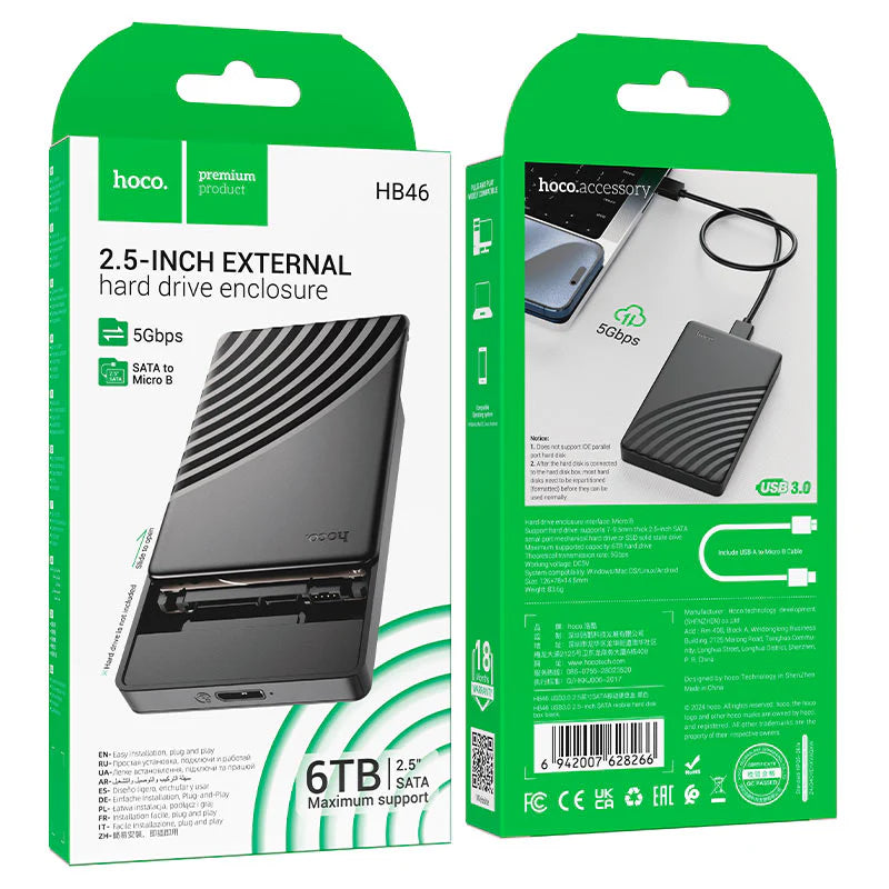 Cofre Disco Duro Hoco Hb46 2.5 Sata Usb 3.0 Negro – imagen 3
