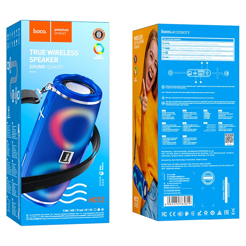 Parlante Bluetooth Hoco Hc12 Fm Usb Aux Azul – imagen 3
