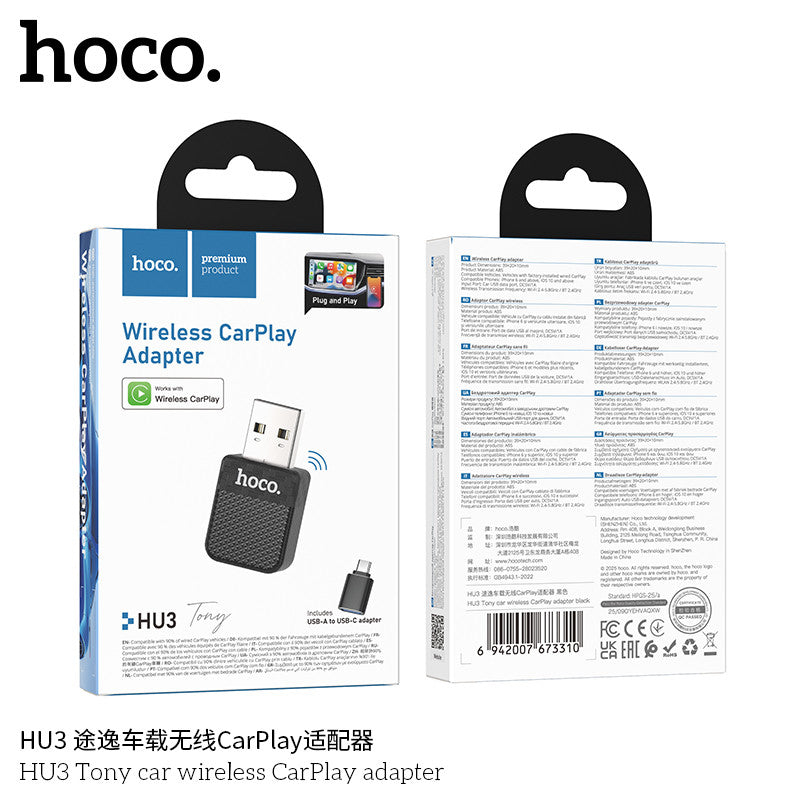 Adaptador Inalambrico Para Carplay Usb Tipo C Hoco Hu3 Negro – imagen 4