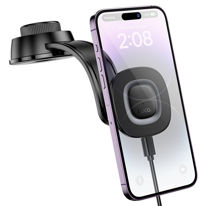Soporte De Auto Tablero Parabrisas Hoco Hw31 Para Magsafe Inalambrico Negro – imagen 2