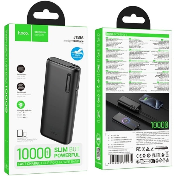 Batería Externa Hoco J158A 10.000 mAh con Pantalla LED Negra - vista 3