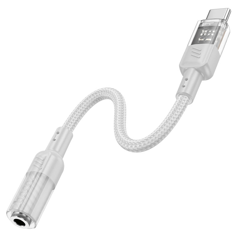 Cable Adaptador Tipo C a 3.5mm Trenzado Hoco Ls37 Blanco