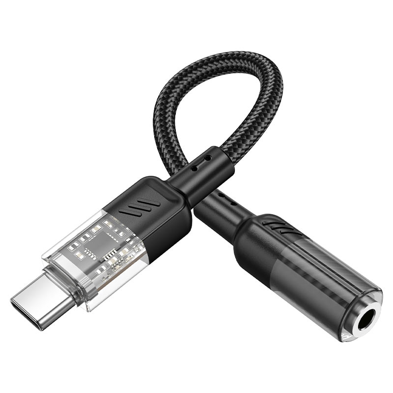 Cable Adaptador Tipo C a 3.5mm Trenzado Hoco Ls37 Negro – imagen 2