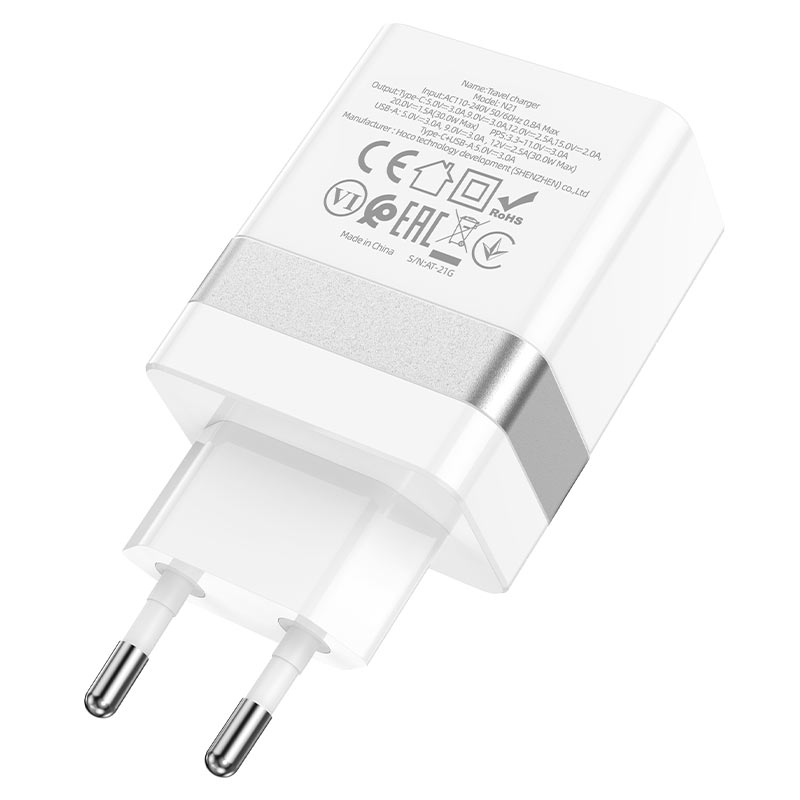 Cargador Hoco N21 30w Carga Rapida Dual Blanco – imagen 2