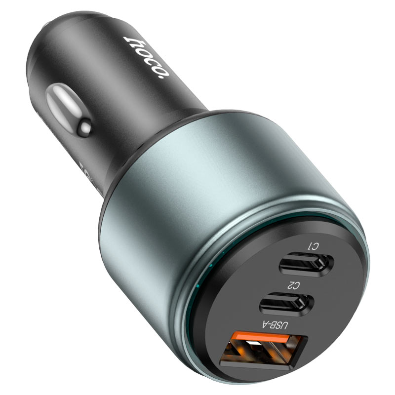Cargador De Auto Hoco Nz9 95w Triple Puerto Usb 2 Tipo C Negro – imagen 2