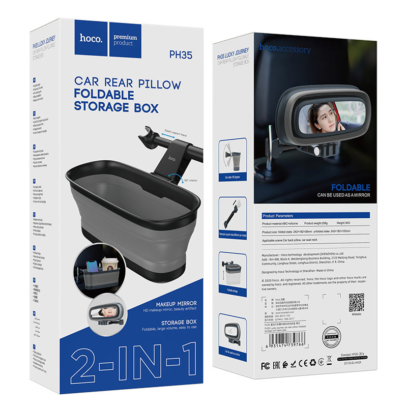 Soporte De Auto Plegable Con Espejo Hoco Ph35 Negro – imagen 3