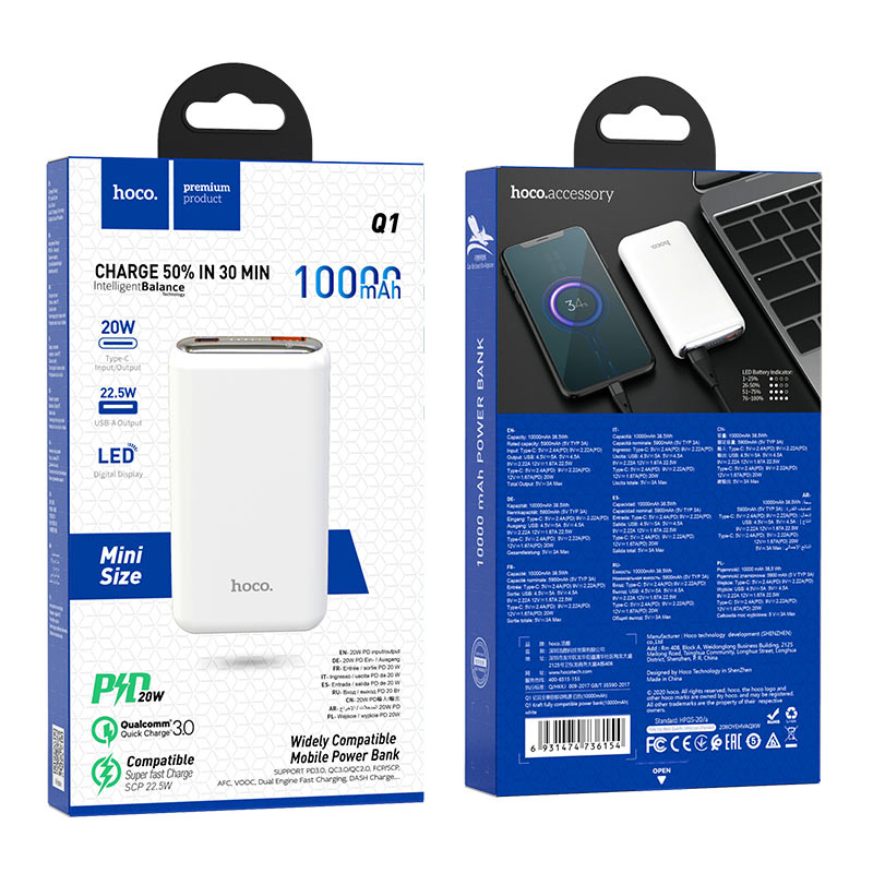 Powerbank Bateria Portatil Hoco Q1 10000 Mah 3A Negro – imagen 2