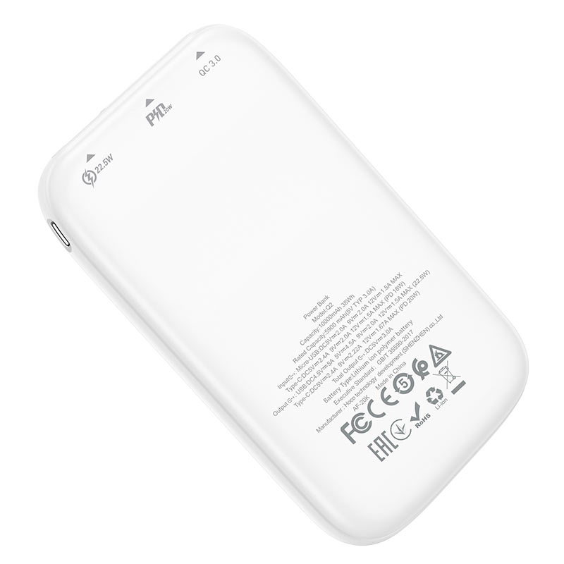 Batería Portátil Hoco 10000 Mah Q2 Galax Mini Blanco – imagen 2