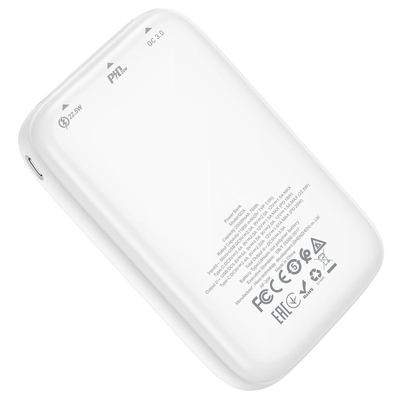 Batería Portátil Hoco 20000 Mah Q2 Galax Mini Blanco – imagen 2