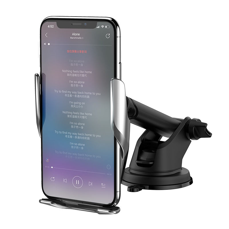Soporte De Auto Carga Inalambrica Smartphone Hoco S14 Gris – imagen 3