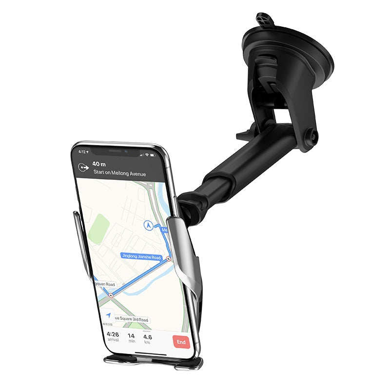 Soporte De Auto Carga Inalambrica Smartphone Hoco S14 Gris – imagen 2