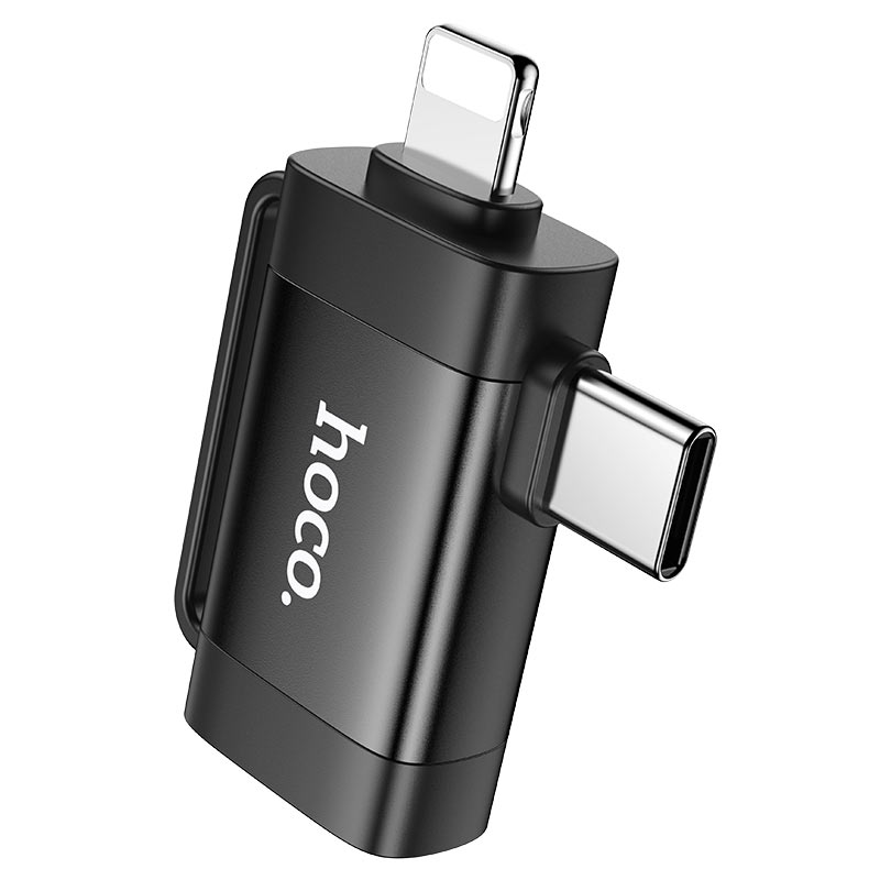 Adaptador Mini Usb a Tipo C y Para Lightning Hoco Ua31f Negro – imagen 2
