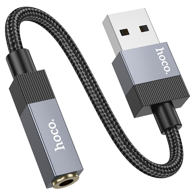 Cable Adaptador Usb a 3.5mm Trenzado Hoco Upa32d Negro