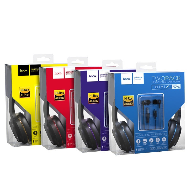 Audifonos Kit 2 en 1 Con Microfono W24 Negro Rojo – imagen 3