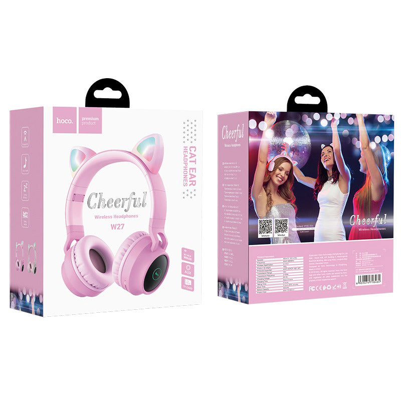 Audifonos Bluetooth Hoco W27 Gato Rosado – imagen 3