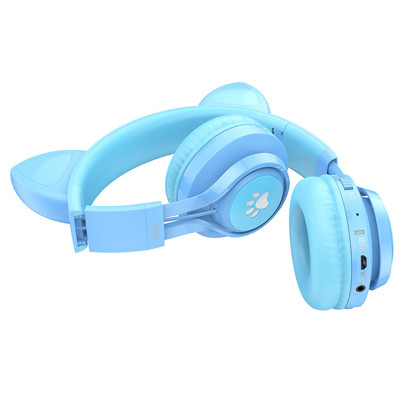 Audifonos Bluetooth Hoco W39 Para Niños Orejas Gato Azul – imagen 2
