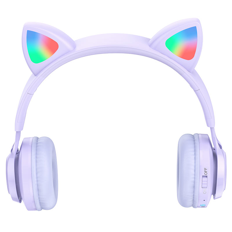 Audifonos Bluetooth Hoco W39 Para Niños Orejas Gato Morado – imagen 2