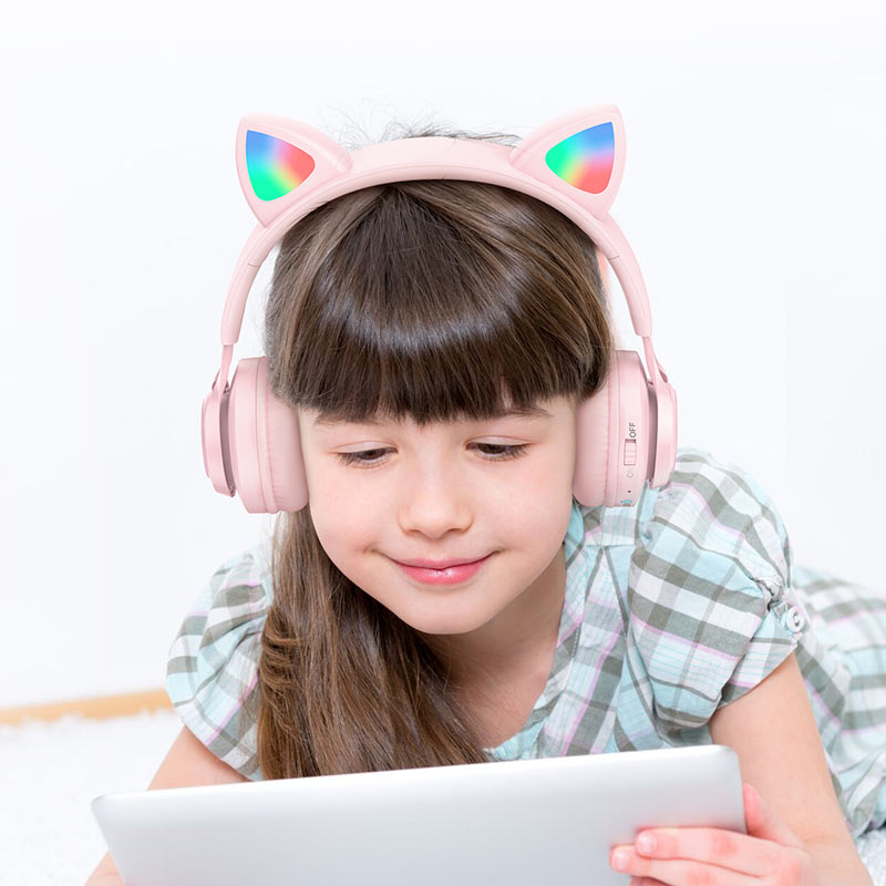 Audifonos Bluetooth Hoco W39 Para Niños Orejas Gato Rosado – imagen 2