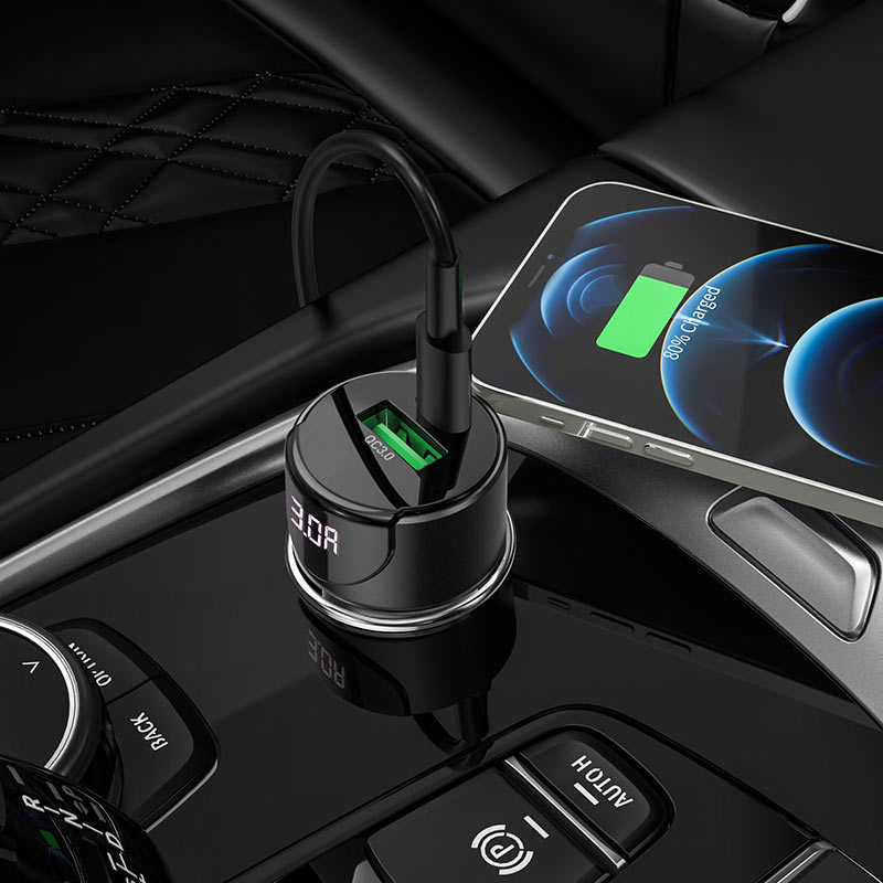 Cargador De Auto Doble Usb Tipo C Hoco Z42 Negro – imagen 3