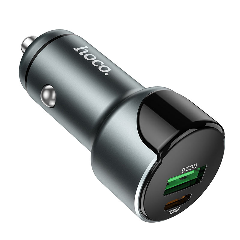 Cargador De Auto Doble Usb Tipo C Hoco Z42 Negro – imagen 2