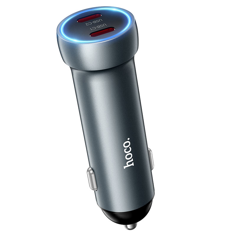 Cargador de Auto Hoco Z54b Dual Max 60w Puerto Tipo C Gris – imagen 3