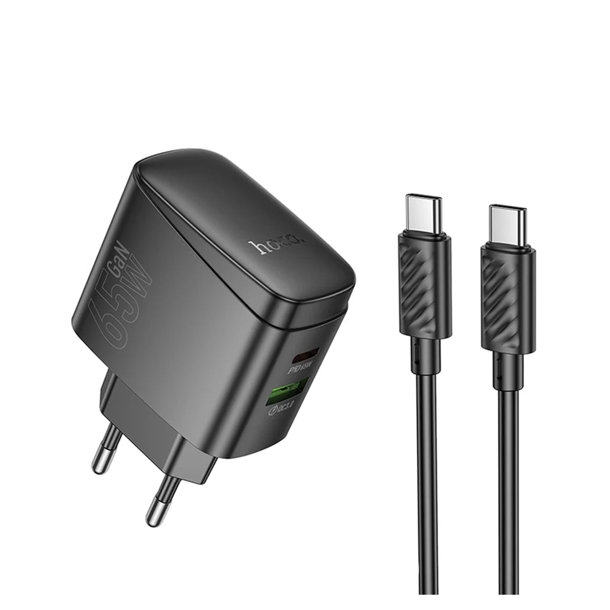 Cargador Carga Rapida Hoco Cs63a 65w + Cable Tipo C Negro – imagen 3