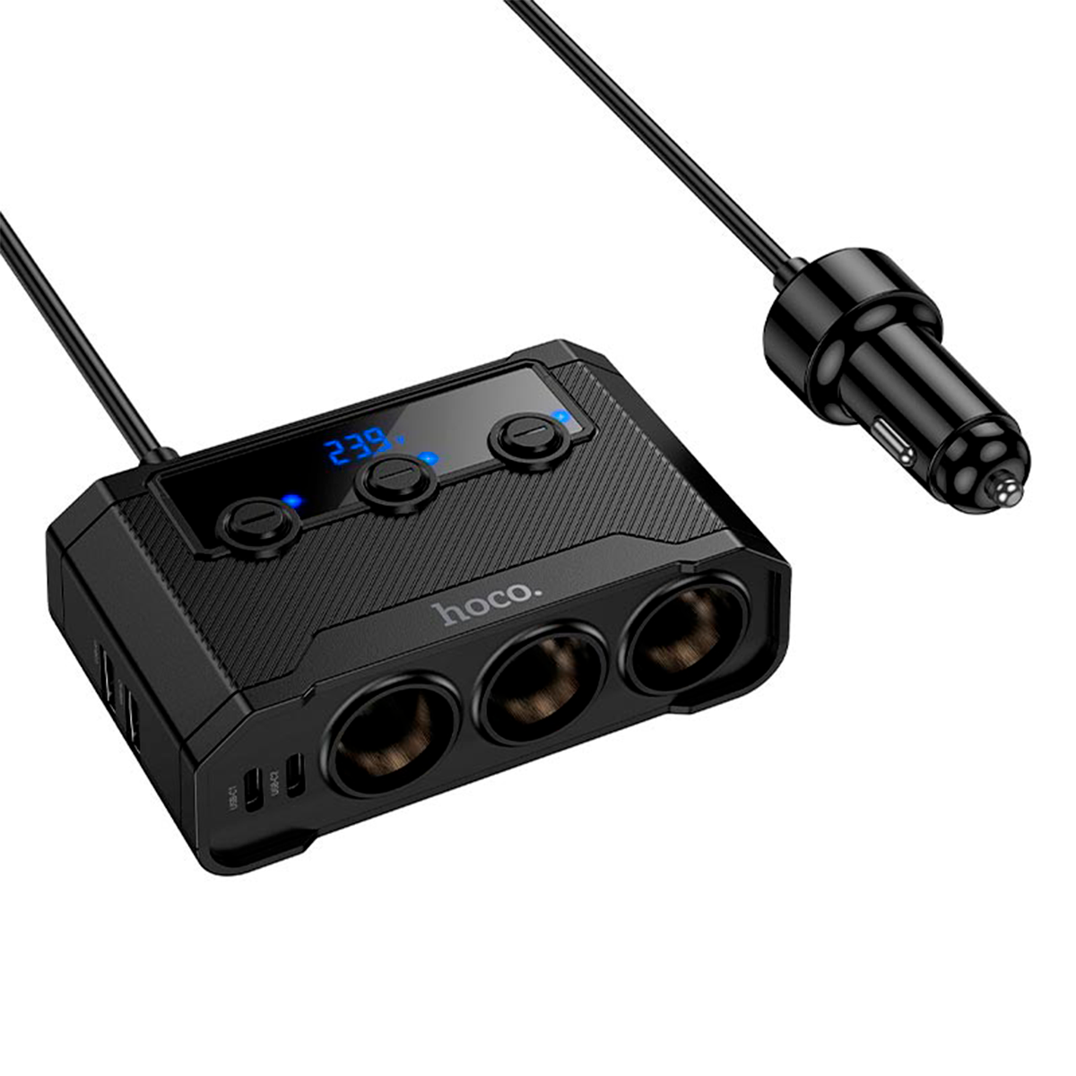 Cargador de Auto 7 en 1 Pantalla LED Hoco Z64 240W Negro