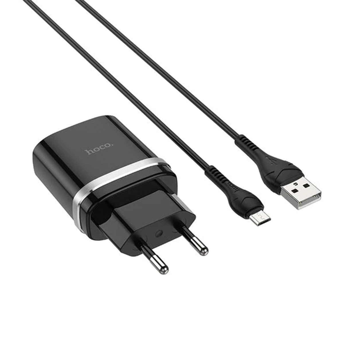 Cargador Hoco C12Q 18w Carga Rapida QC3.0 + Cable Usb Tipo C Negro