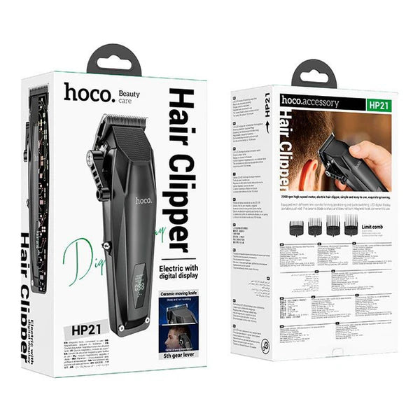 Cortadora De Pelo Pantalla Digital Inalambrica Hoco Hp21 Negro – imagen 2