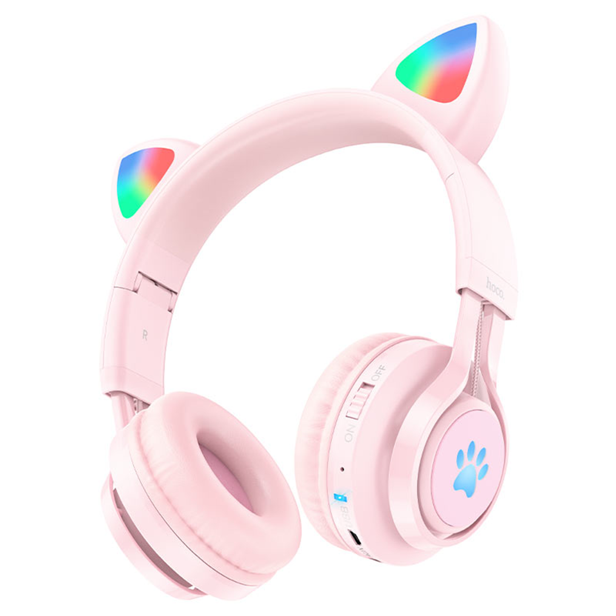 Audifonos Bluetooth Hoco W39 Para Niños Orejas Gato Rosado