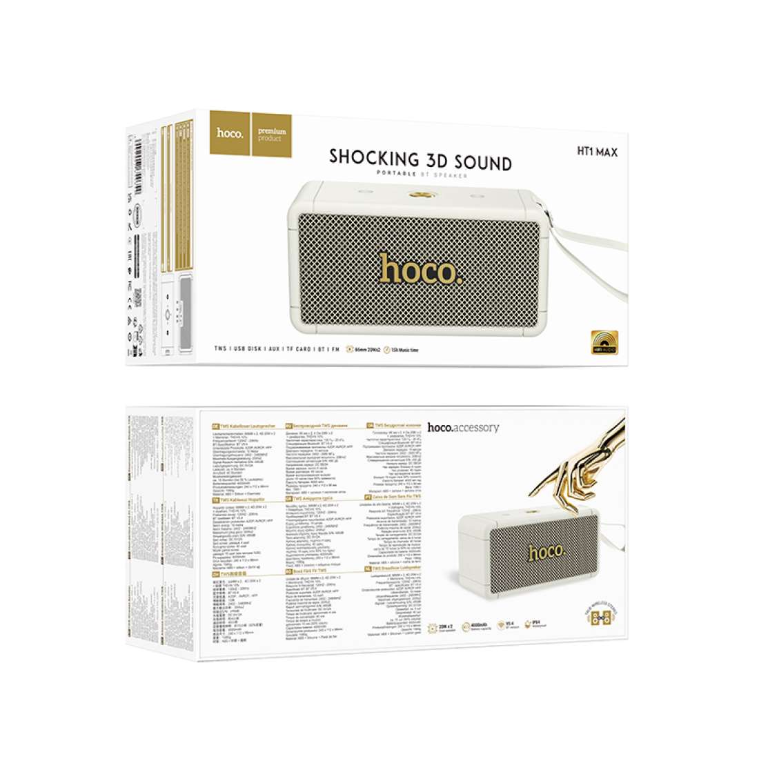 Parlante Inalambrico Bluetooth Hoco Ht1 Max 20w Fm Aux Blanco – imagen 3