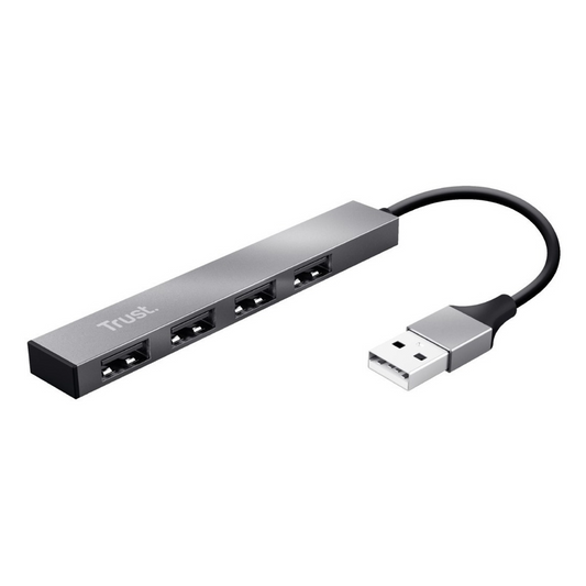 Hub Mini Usb 2.0 Trust Halyx 4 Puertos Metalico Gris