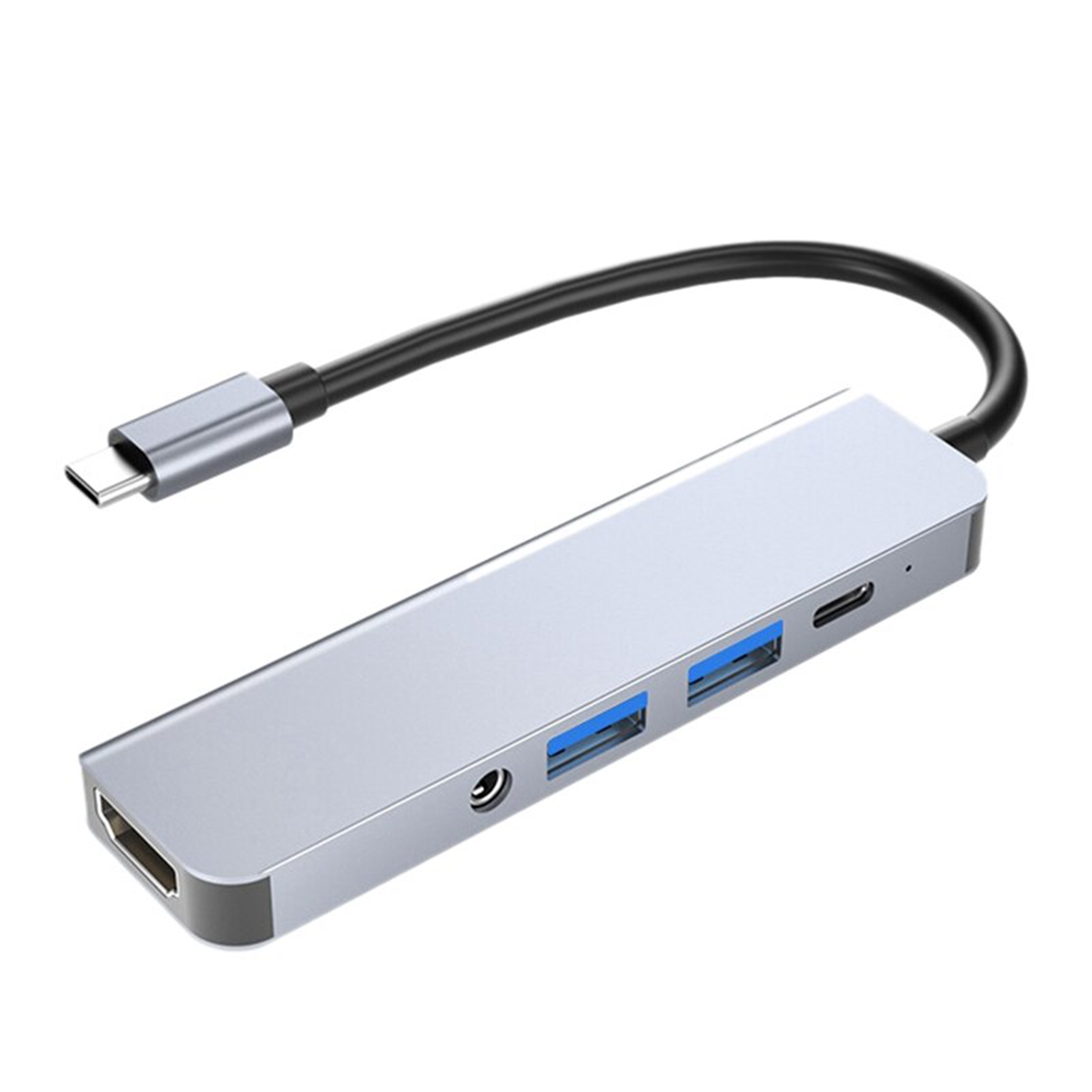 Adaptador Hub Tipo C 5 en 1 Gtc BYL-2009 Gris